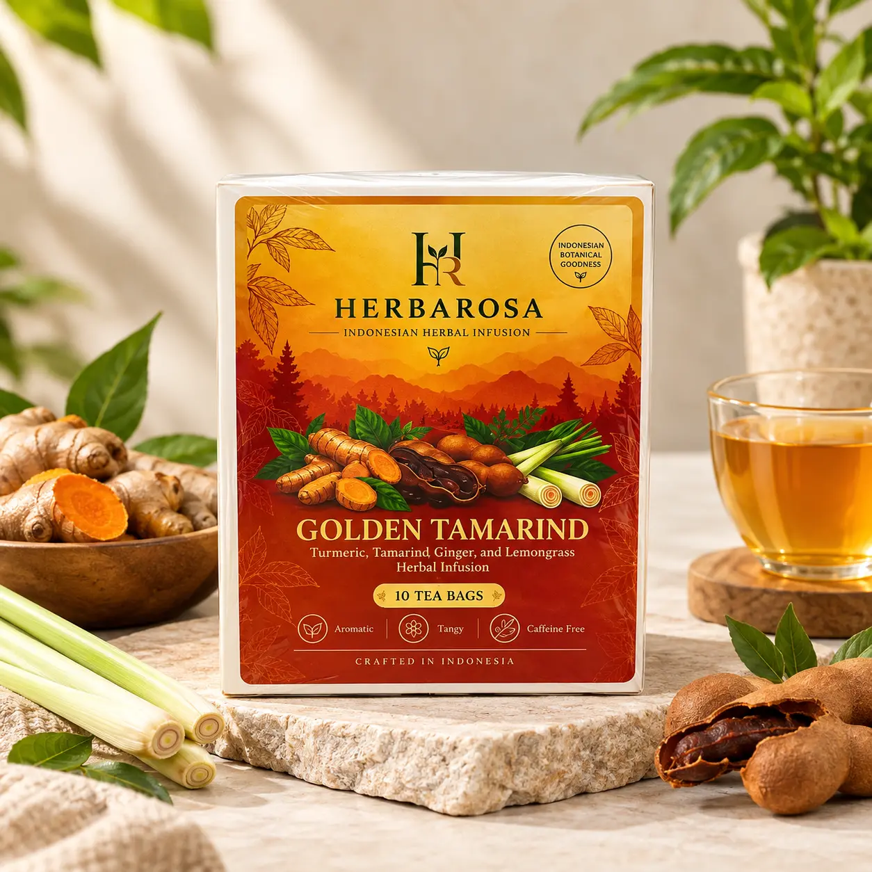 Golden Tamarind HERBAROSA herbal infusion packaging